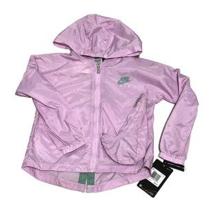 Nike pink packable windbreaker hooded jacket girls 5 NWT